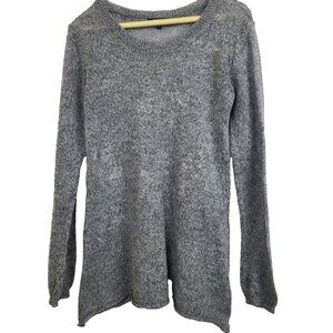 Twins Italy Womens Wool Blend Sweater Medium Gray Open Knit Pullover Luxury